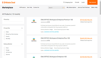Choose the necessary ONLYOFFICE Alibaba Cloud Image